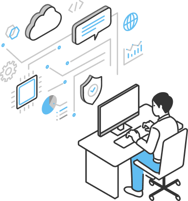 勤怠システムと給与計算ソフトなどを利用するイラスト